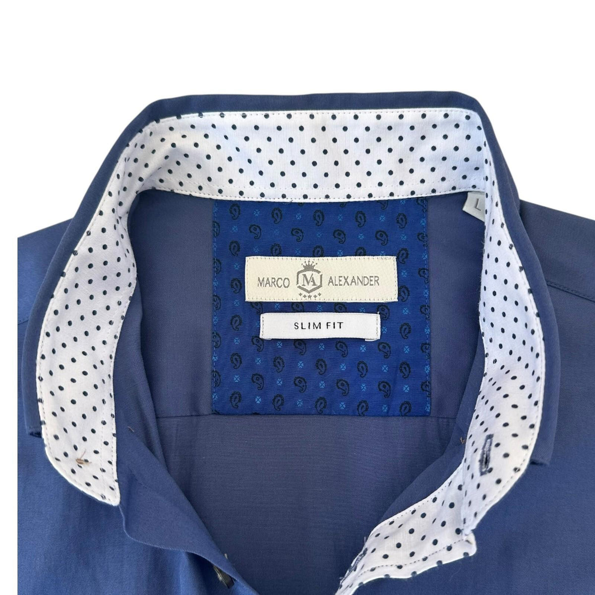Marco Alexander Double Collar Button Down Shirt Men's UK Size M Contrasting Trim