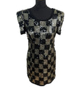 Made By Miso Sequin Mini Dress Black & Gold Check Sparkle Women's UK Size 14