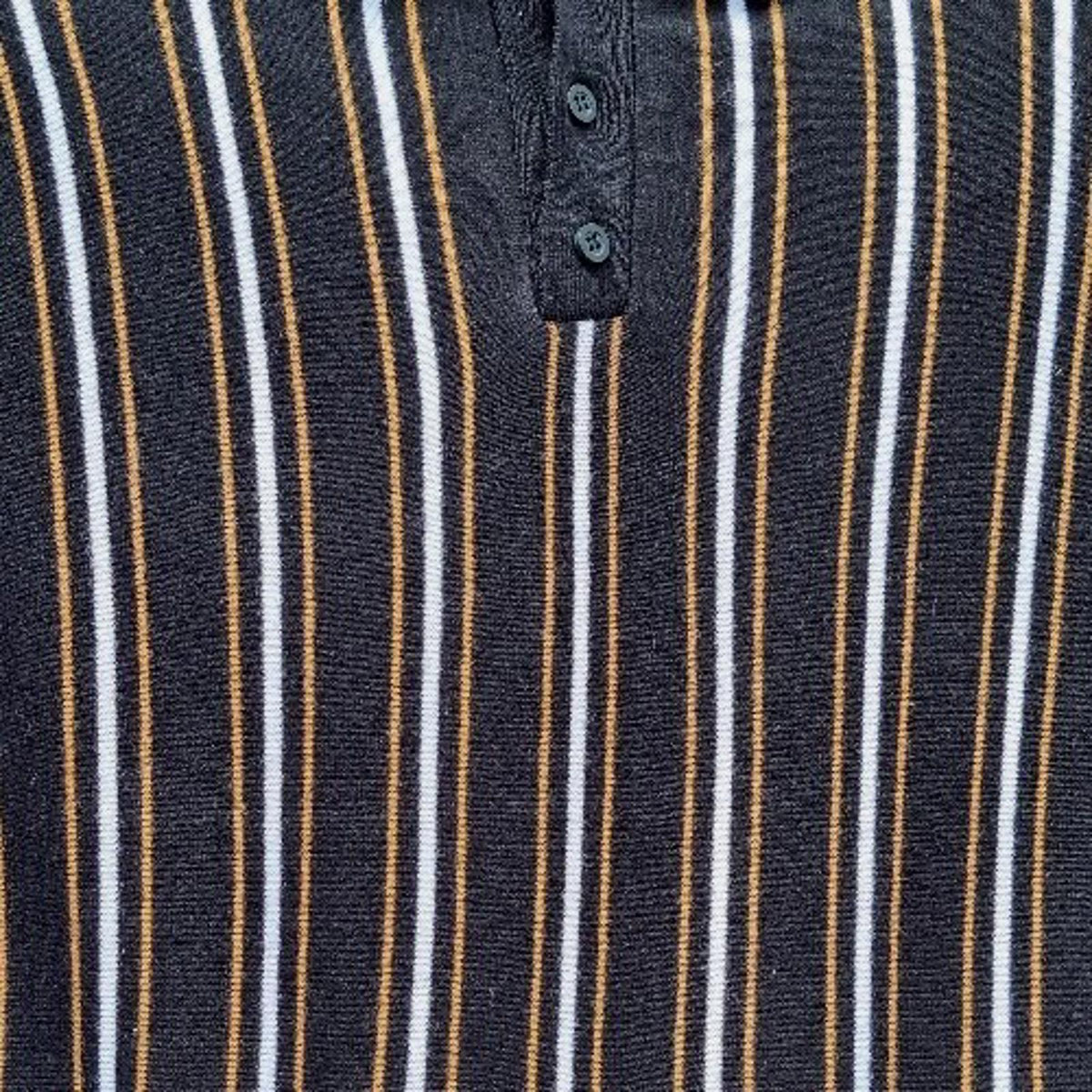 Pull&Bear Polo Shirt Men's UK Size S Black Knit Striped Jersey Tee Summer