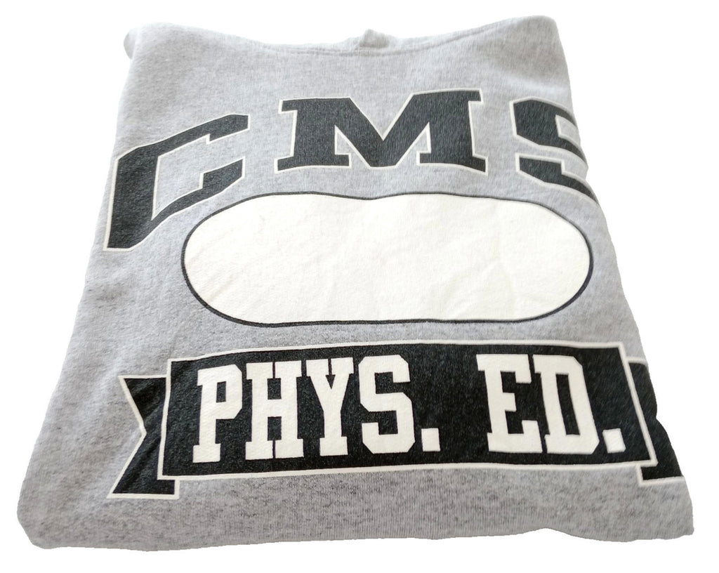 Gildan Gray Grey Graphic Print Jersey Hoodie Men's UK Size S CMS PHYS. ED. Fleece Lined