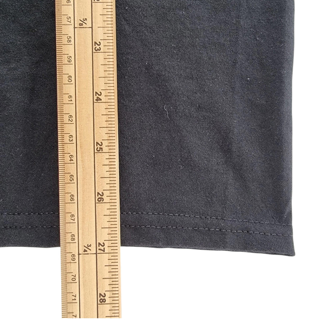 Gildan Black Graphic Print T-Shirt Men's UK Size S Black Dee's Super Service 100% Cotton