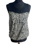 Beige Leopard Print Vest Top Chiffon Panel Neck Women's UK Size S