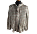 Zara Brown Beige Blouse Tie Neck Top Frilled Hem Women's UK Size L