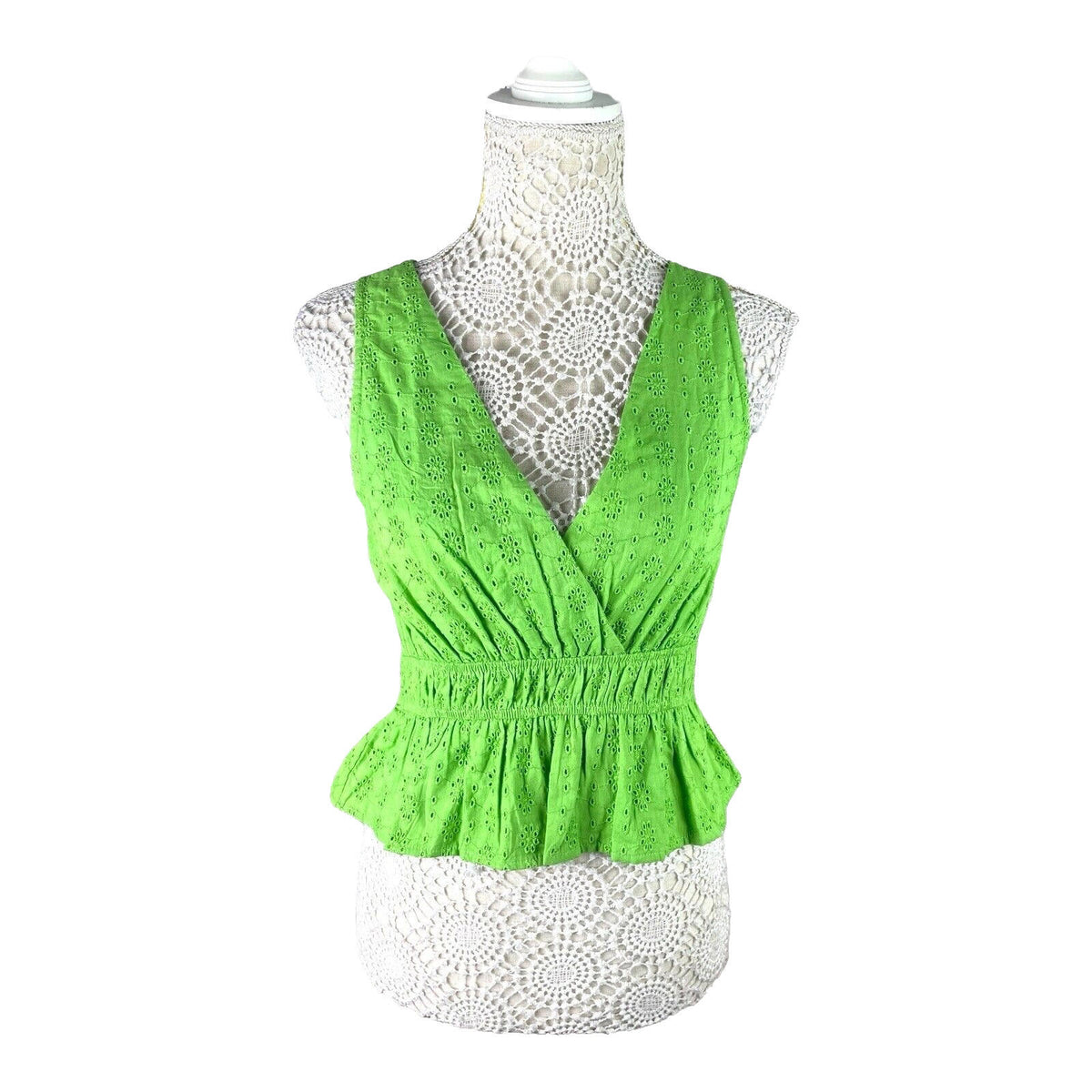 Tank Top Embroidered Cropped Green Blouse Women's UK Size 8