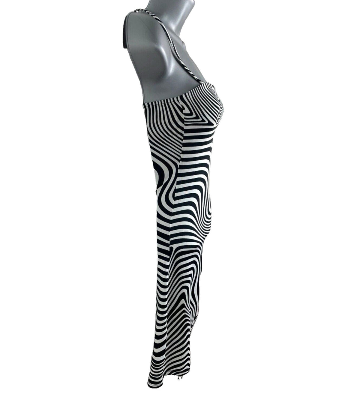 Divided Black Divided Midi Dress Psychedelic Print Square Neck Women's UK Size XS