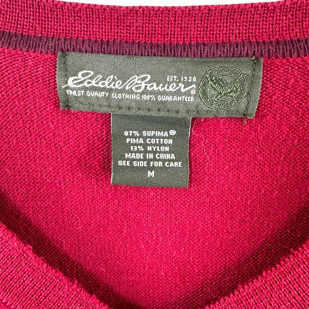Eddie Bauer Knit Jumper Men's UK Size M Red V-Neck Long Sleeve Sweater