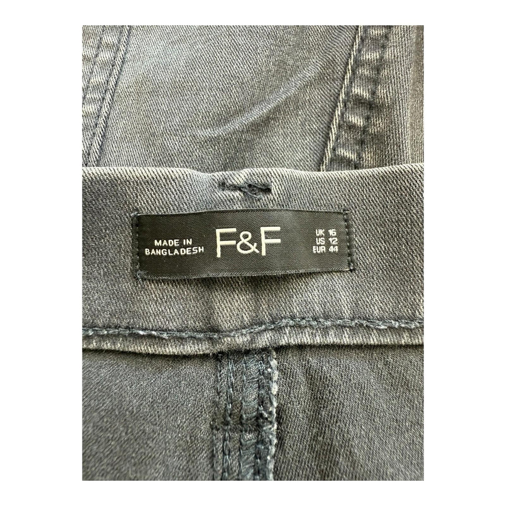F&F Black F&F Jegging Jeans Women's UK Size 16 Black Denim Skinny Leg Stretch High Waist