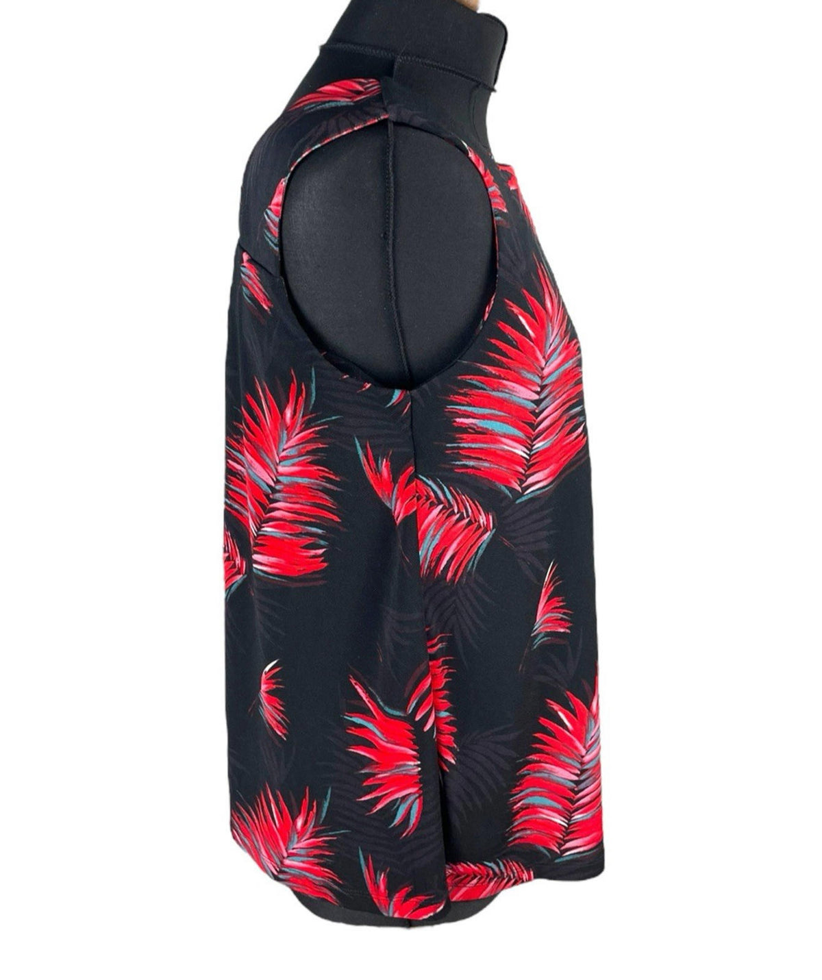 Next Red Leaf Print Tank Top Blouse Square Neck Summer Women's UK Size 10