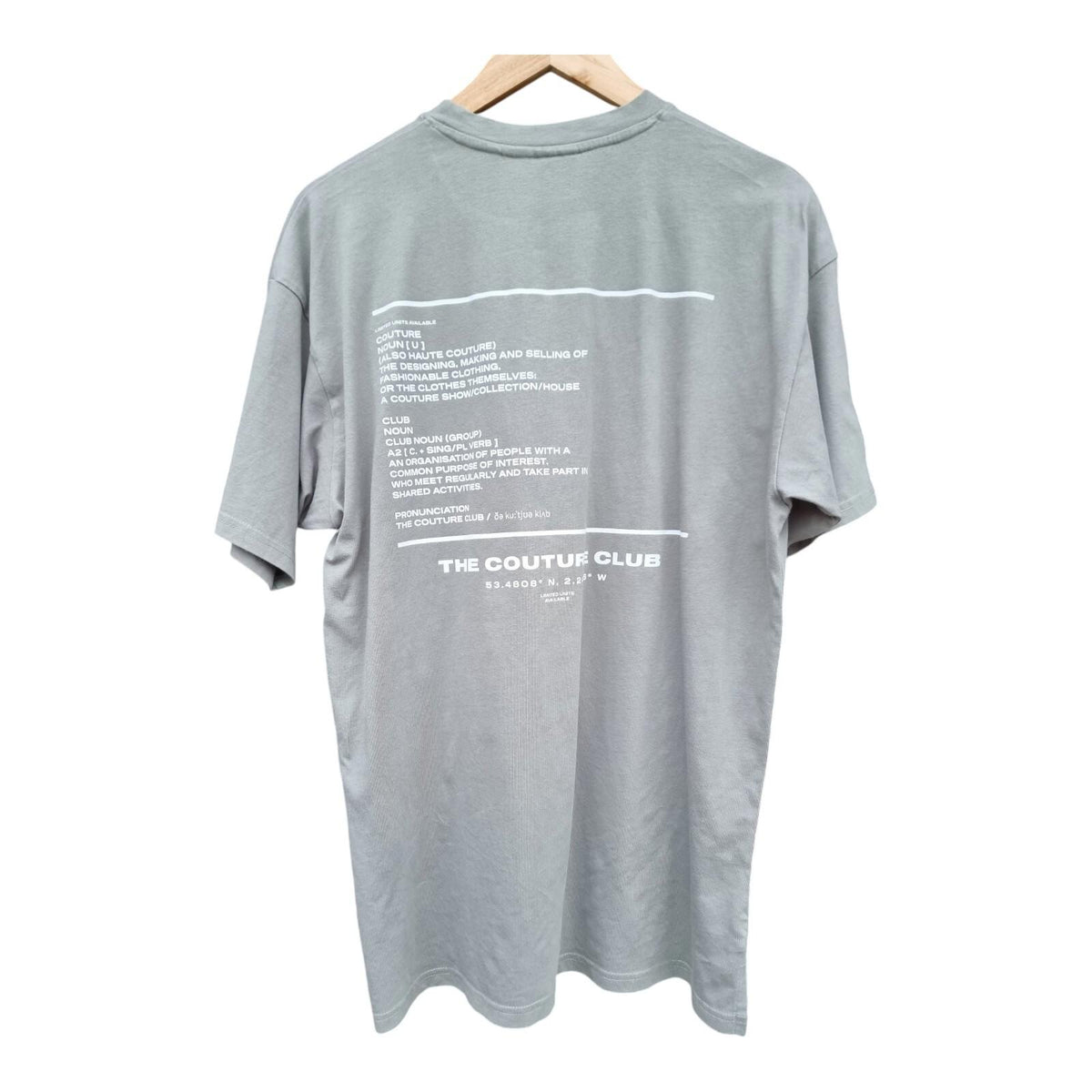The Couture Club T-Shirt Grey Print 100% Cotton Men's UK Size Small