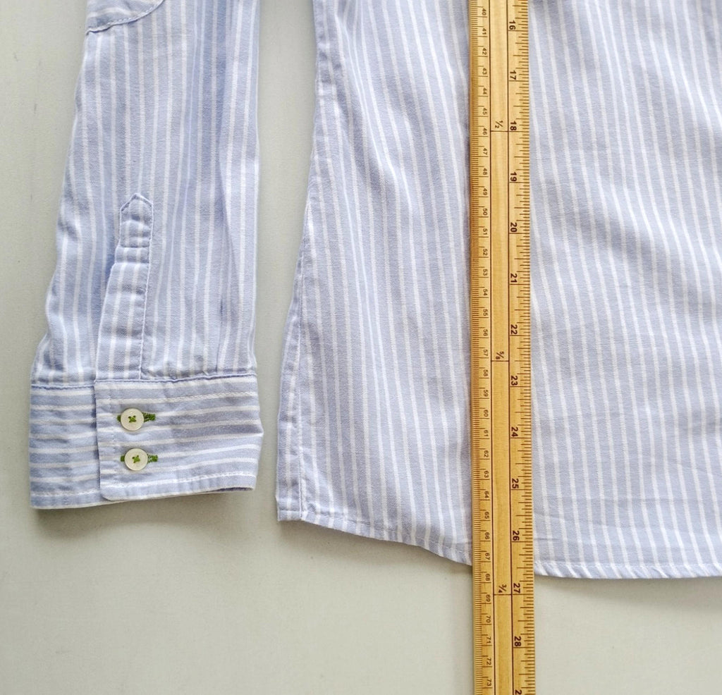 Tommy Hilfiger Shirt Men's UK Size XL Blue Striped Long Sleeve Pockets Easy Care