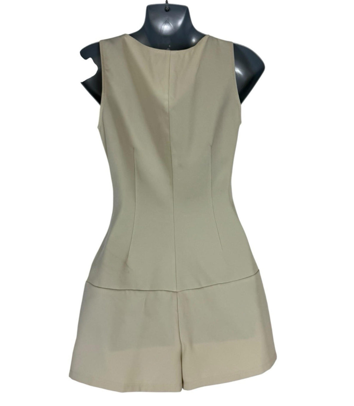 Pretty Little Thing Beige Playsuit Hidden Button Women’s UK Size 8