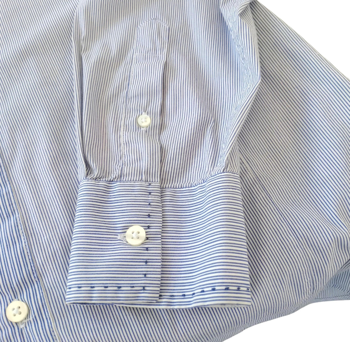 Next Shirt Men's UK Size M Blue Striped Long Sleeved Cotton Blend