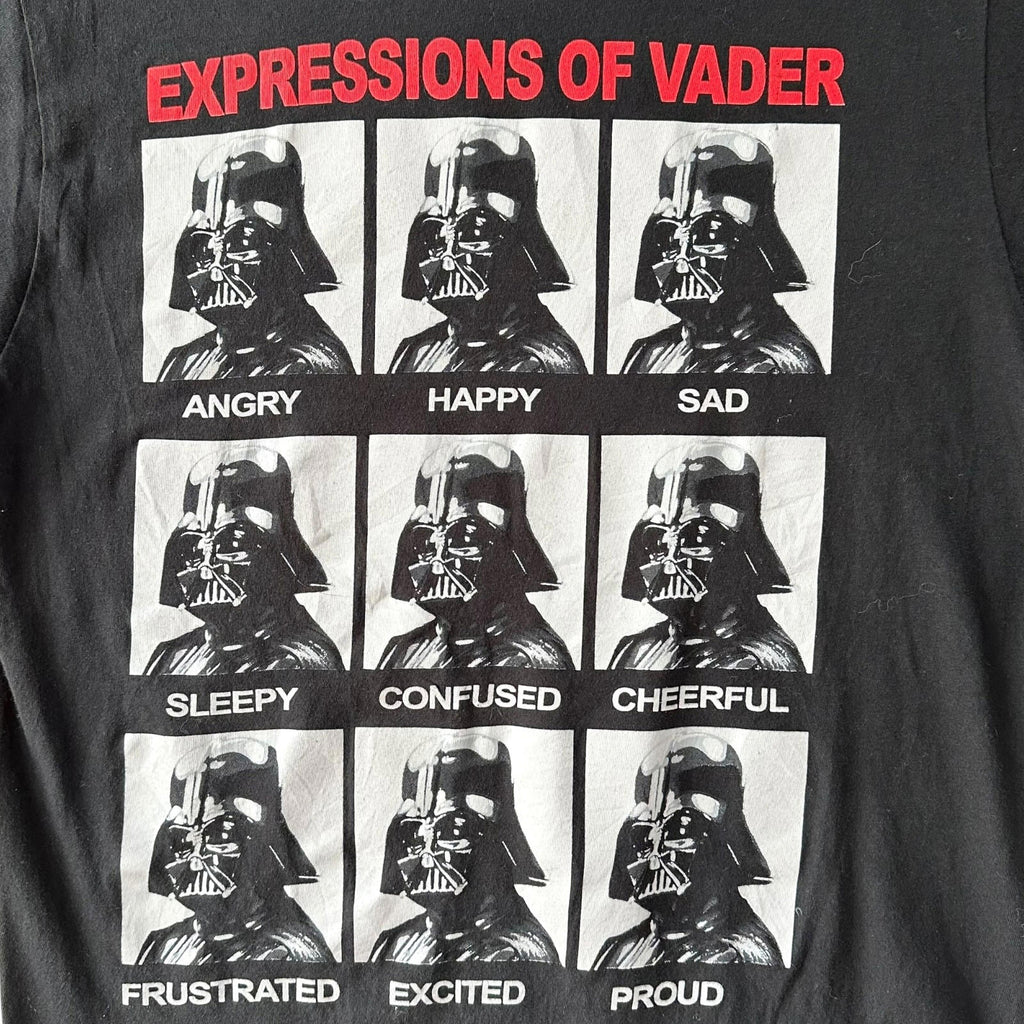 Star Wars Black Star Wars T-Shirt Men's UK Size Medium M Vader Expressions Black Graphic Print