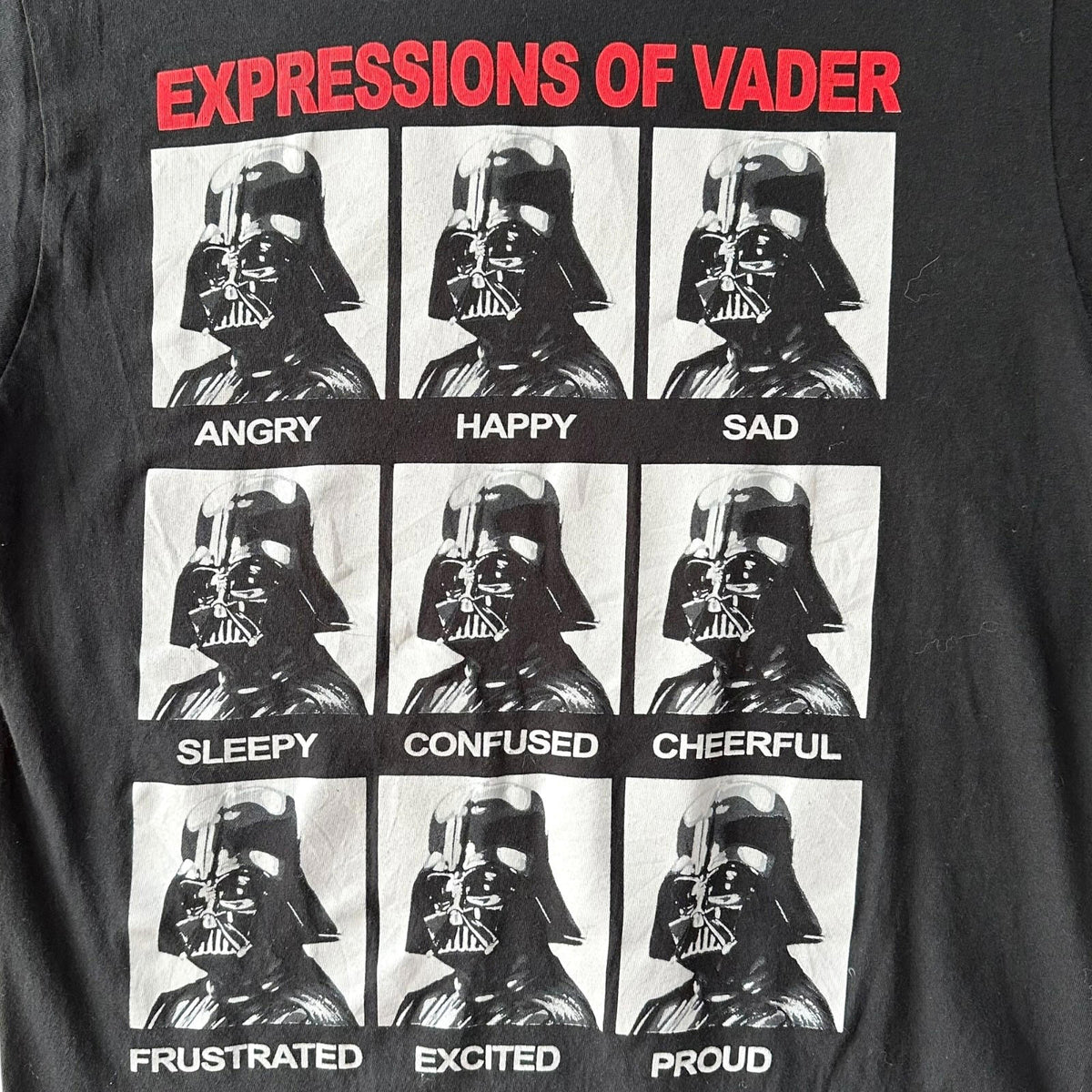Star Wars Black Star Wars T-Shirt Men's UK Size Medium M Vader Expressions Black Graphic Print
