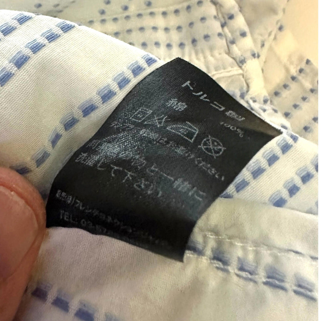 FCUK Formal Button Up Stripe Shirt Men's UK Size L White & Blue Long Sleeve