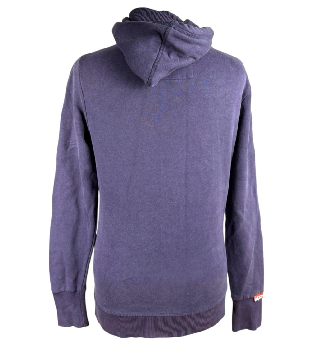 Super Dry Hoodie Women's UK Size S Logo Print Fleece Lined Jersey Purple