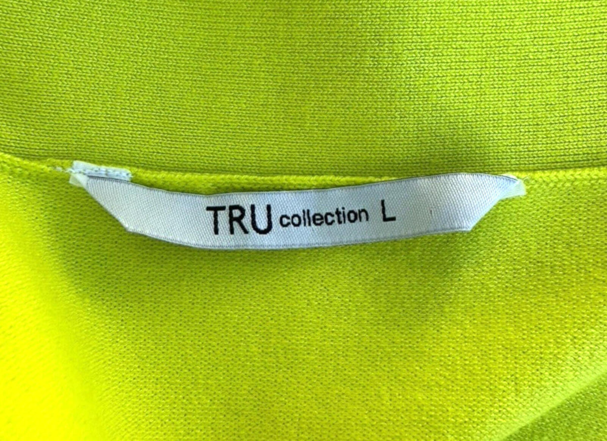 TRU Collection Neon Yellow Cardigan Open Front Women's UK Size L