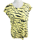 Dorothy Perkins Yellow Animal Print T-shirt 100% Cotton Women’s UK Size 16