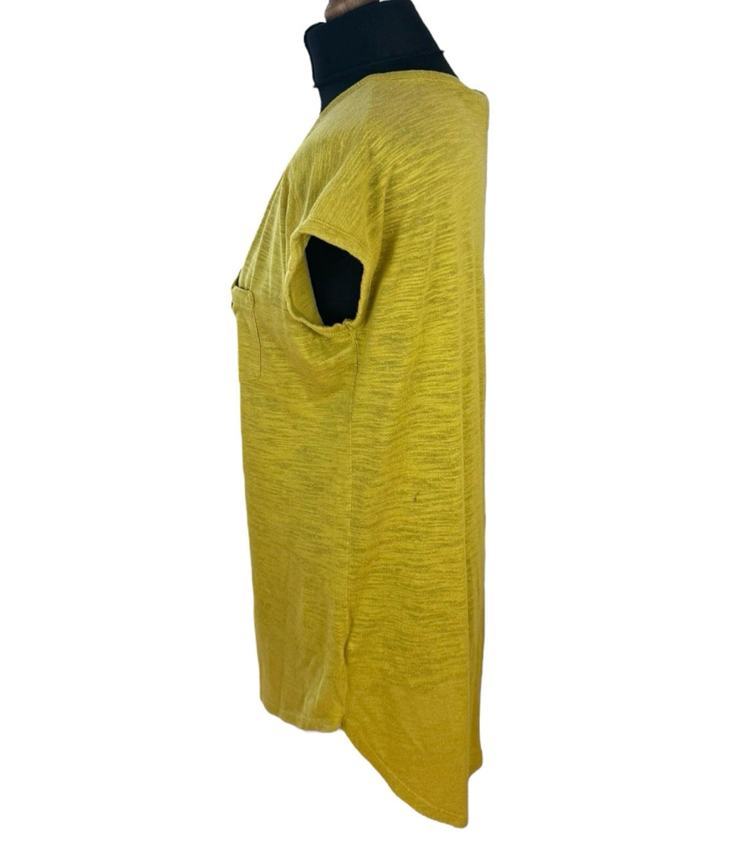 Next Mustard Next T-Shirt Blouse Women's UK Size 14 Mustard Yellow V Neck Pocket Summer
