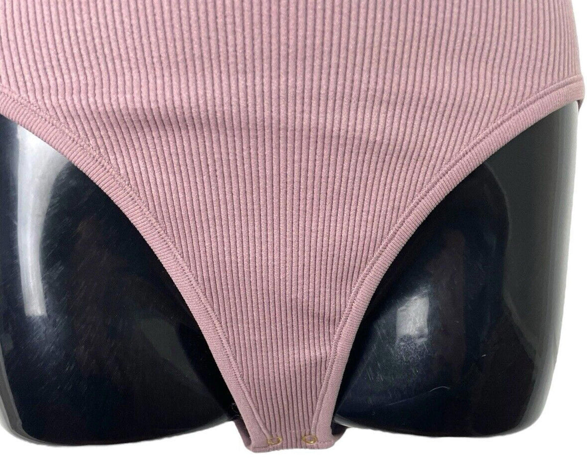 Inlyric Lilac Inlyric Bodysuit Argyle Purple Ribbed Top Stretch Women's UK Size 10