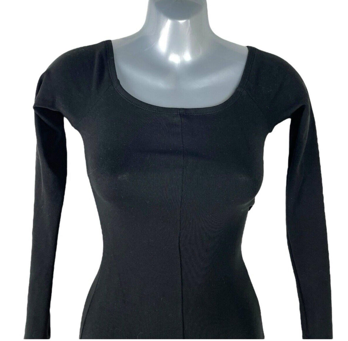 Zara Jumpsuit Women's UK Size Small Black Cotton Tight Fit High Neck Stretch