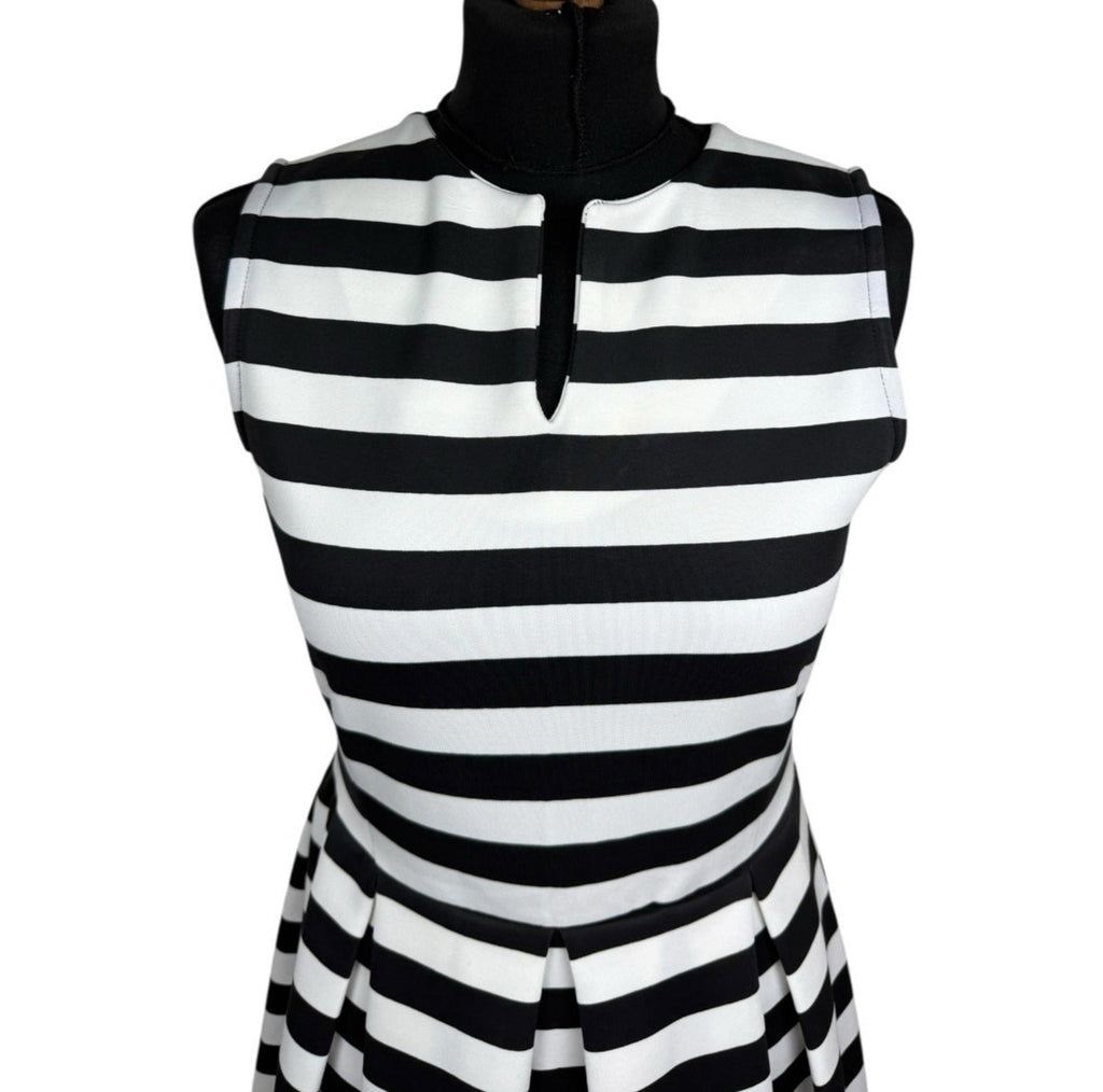 I-X London Striped Dress Women's UK Size 12 Fit & Flare Sleeveless Pleated Skirt