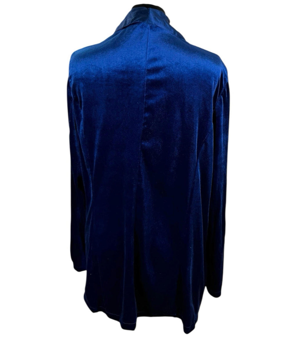 Shein Blue Velour Blazer Jacket Collared Women's UK Size XL (14-16)