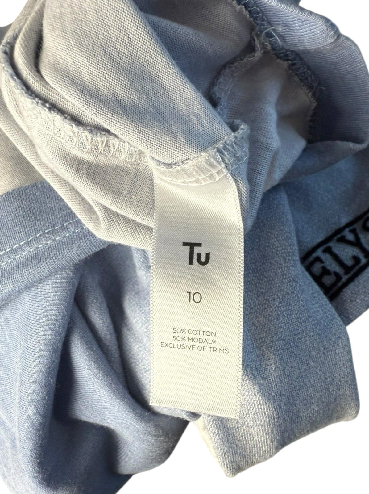 Tu White TU Textured Paris T-shirt Short Sleeve Women's UK Size 10 Ombré White Blue