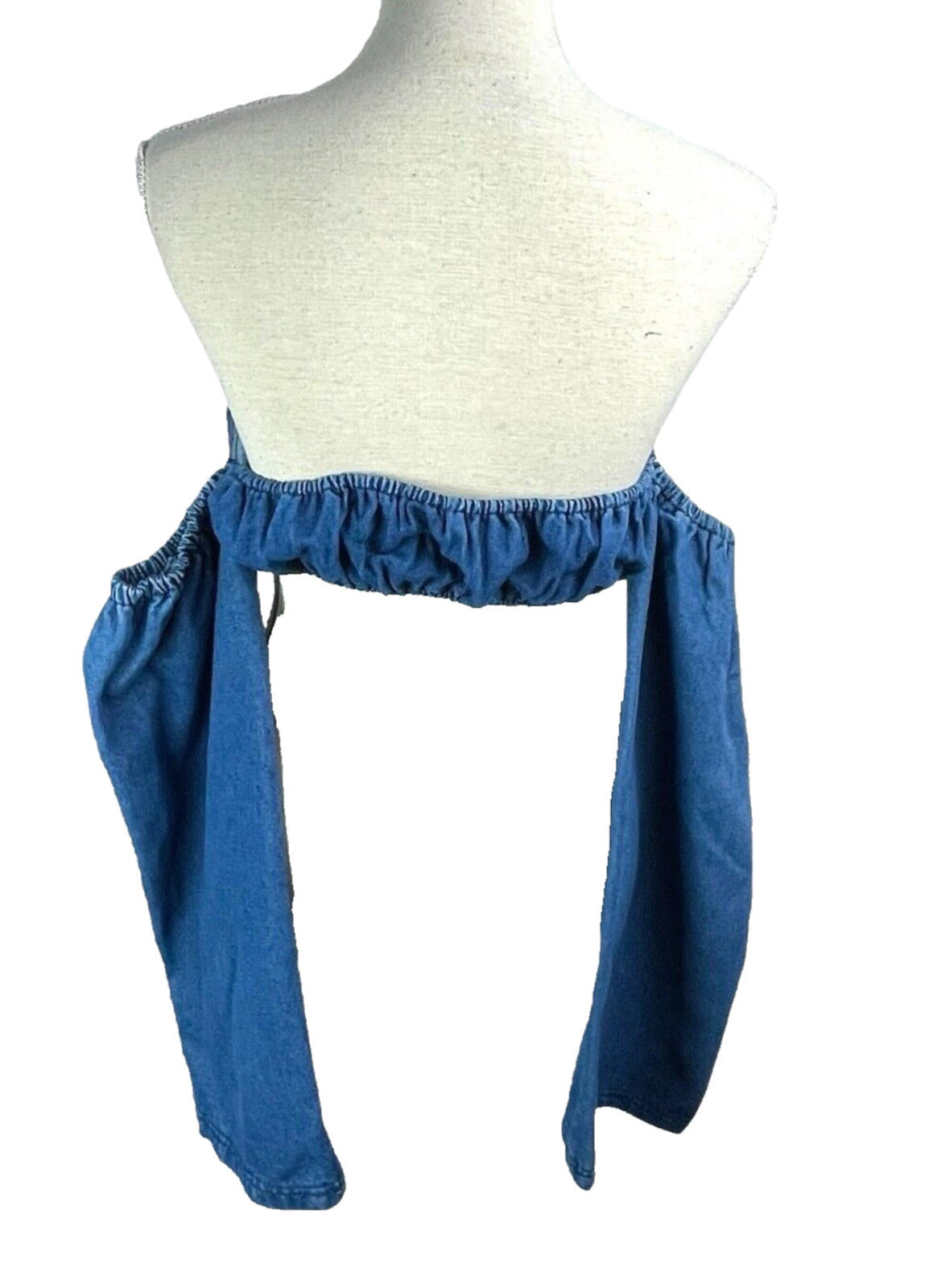 Dark Denim Off Shoulder Long Flare Sleeve Women’s UK Size 8