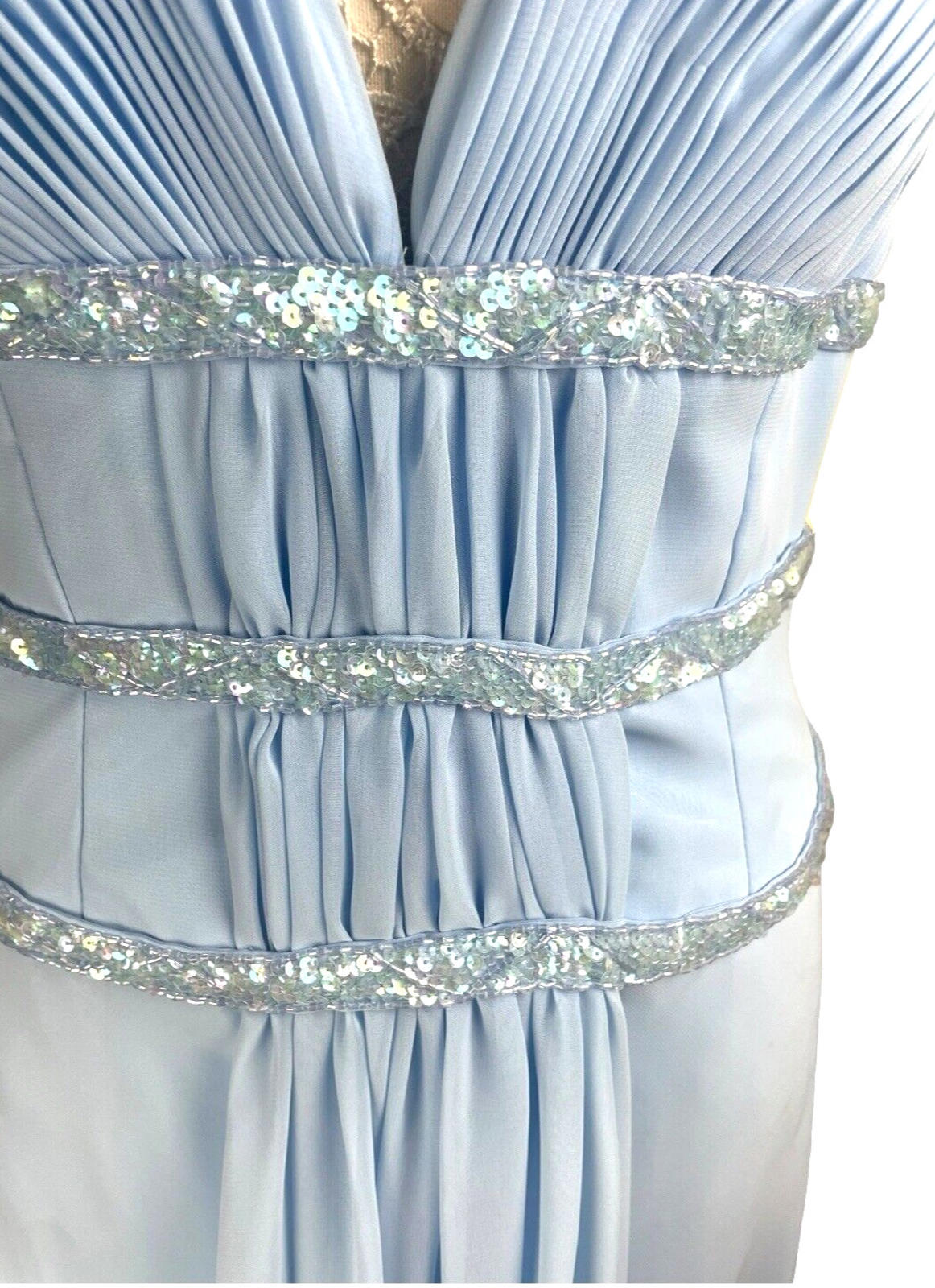 Crystal Breeze Blue Crystal Breeze Prom Dress Women's UK Size 14 Pale Blue Ballgown Embellished