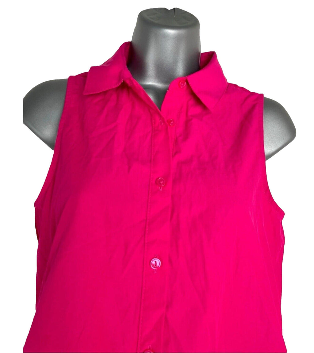 Stradivarius Bright Pink Sleeveless Shirt Dress Tiered Women’s UK Size XS