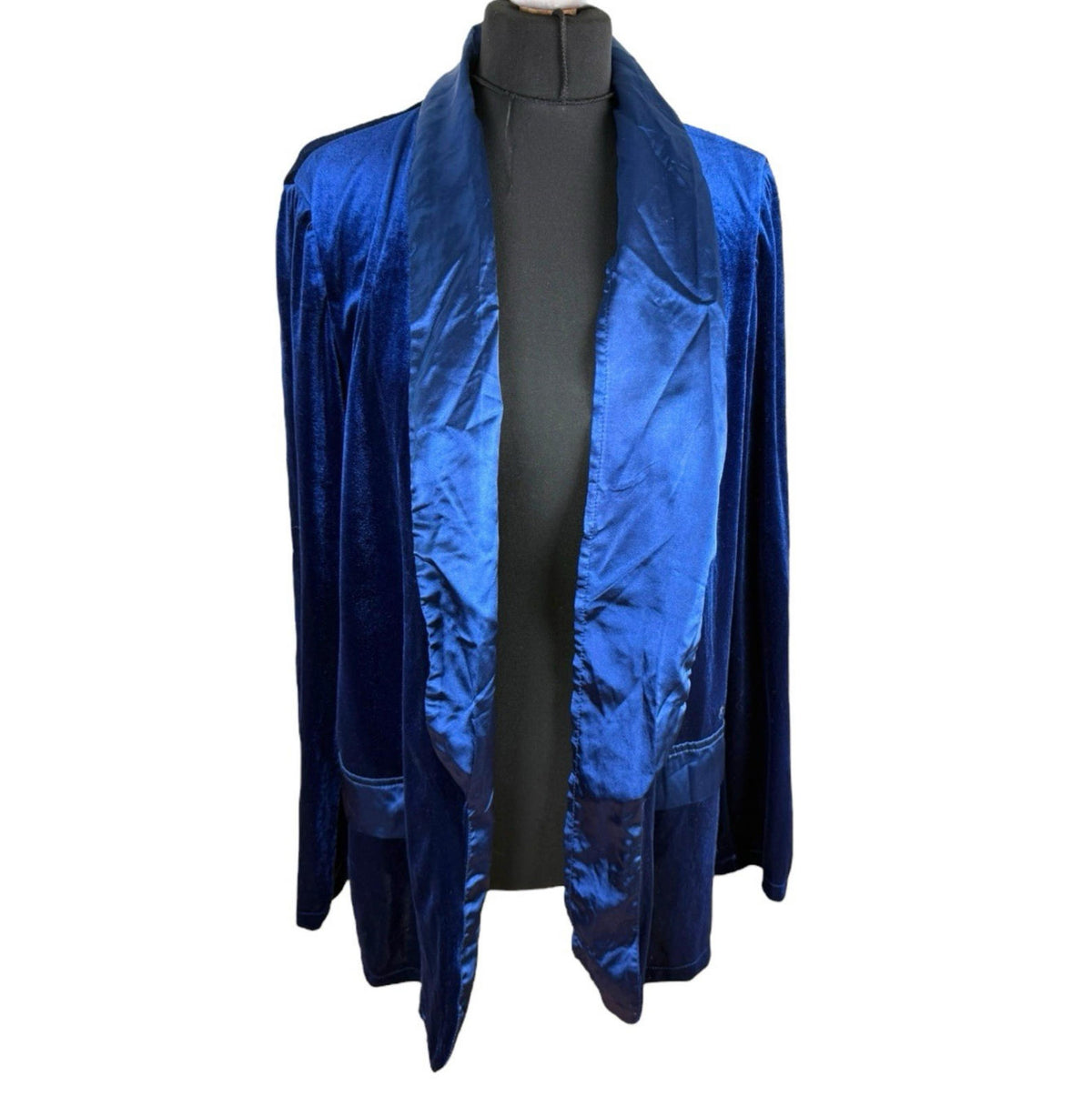 Shein Blue Velour Blazer Jacket Collared Women's UK Size XL (14-16)
