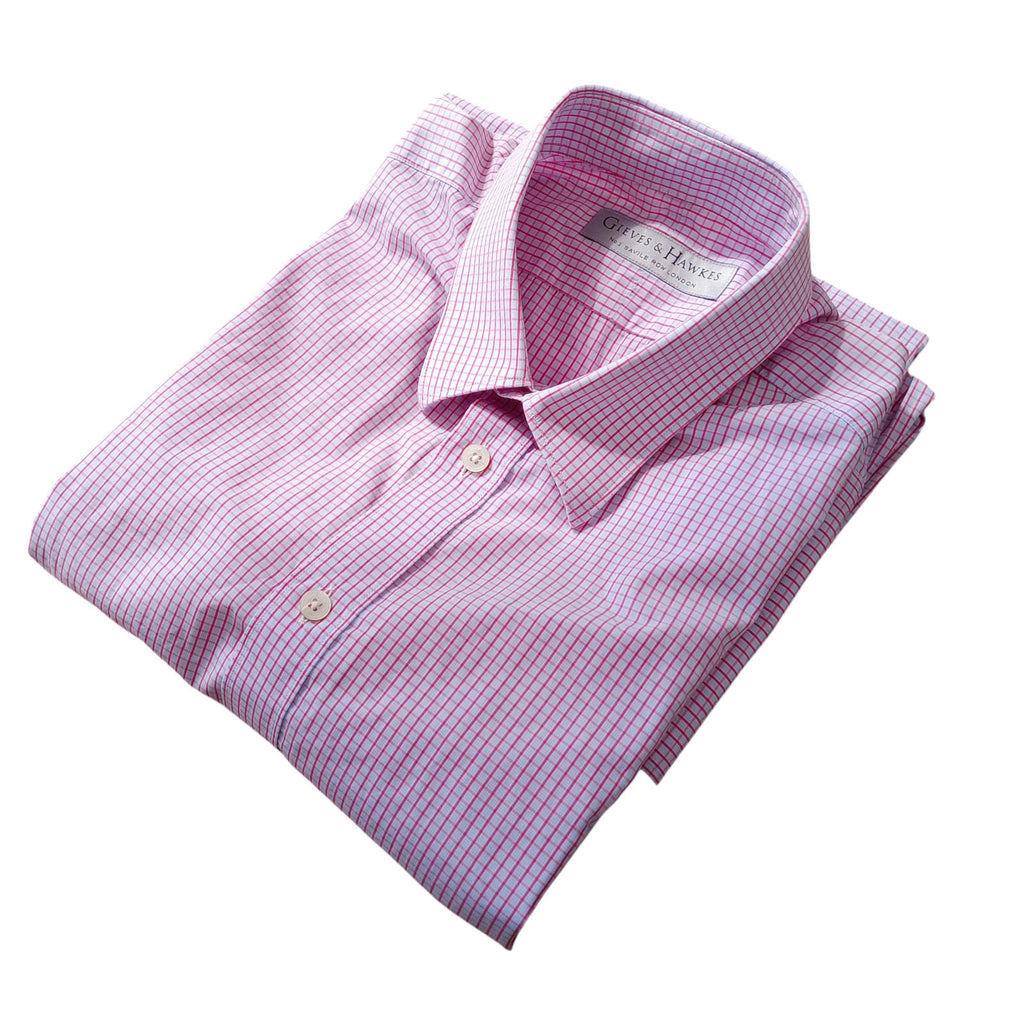 Gieves & Hawkes Pink Gieves & Hawkes Pink Check Long Sleeve Shirt Men's UK Size M 37" Chest