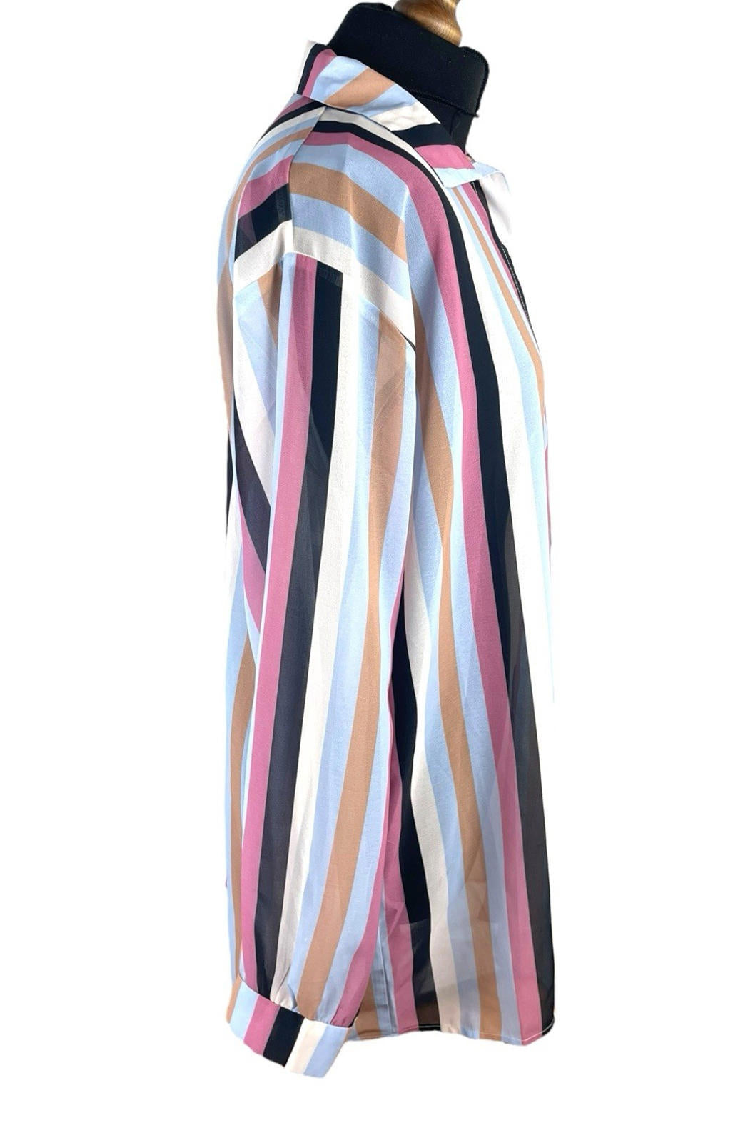 Pretty Little Thing Multi Pretty Little Thing Shirt Blouse Women's UK Size S Colorful Stripe Long Sleeved
