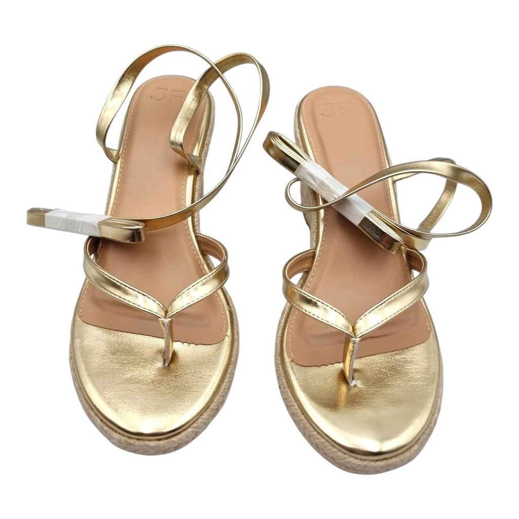 JustFab Gold JUSTFAB Ambretta Wrap Wedge Sandals Shoes Gold Women's UK Size 9