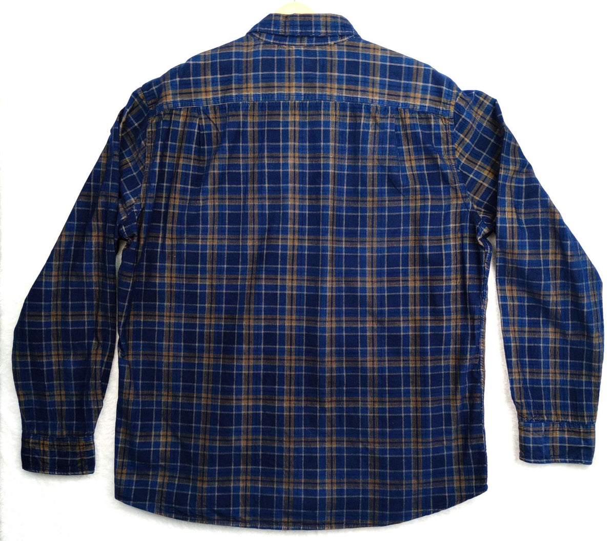 Sonoma Corduroy Shirt Men's UK Size 2XL Blue Check Pocket 100% Cotton Easy Care
