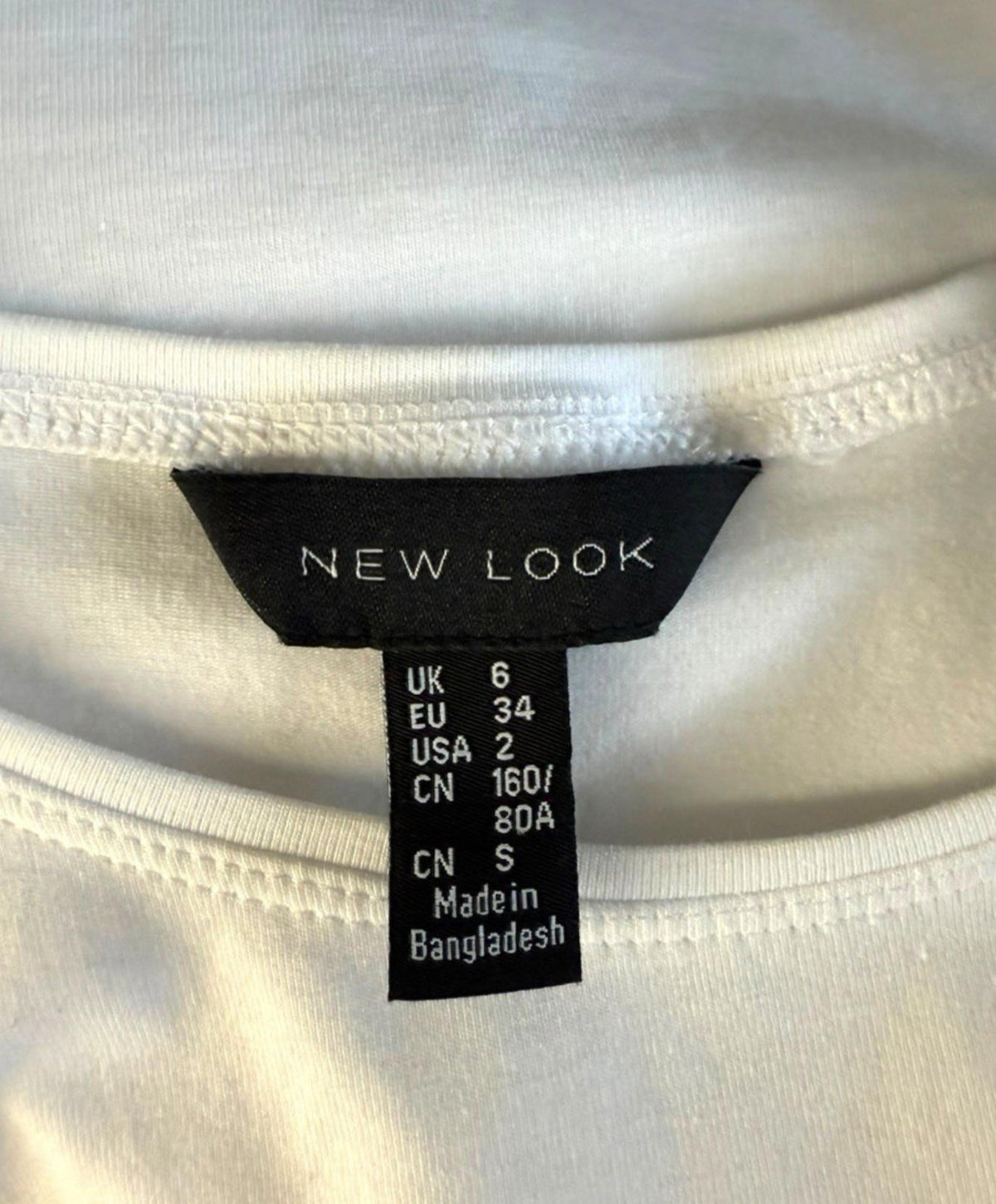 New Look White Bodysuit Women's UK Size 6 White Jersey Sleeveless Round Neck Snap