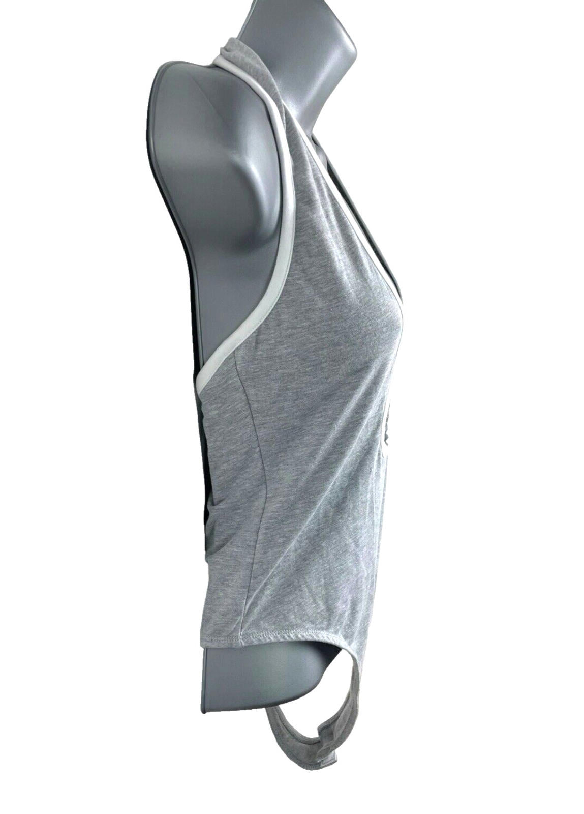 Pretty Little Thing Halterneck Bodysuit Women's UK Size 8 Grey Keyhole Scoop Neck Backless