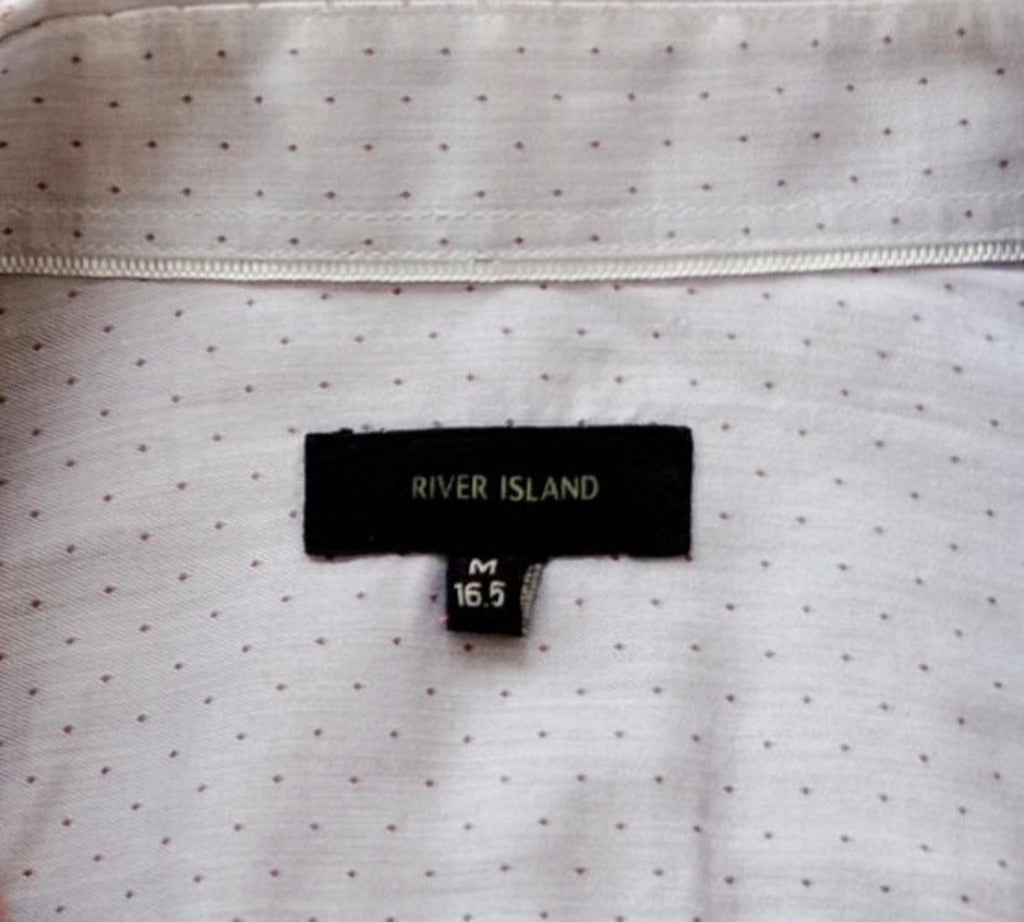 River Island Shirt Beige Long Sleeve 100% Cotton Men's UK Size M Geometric