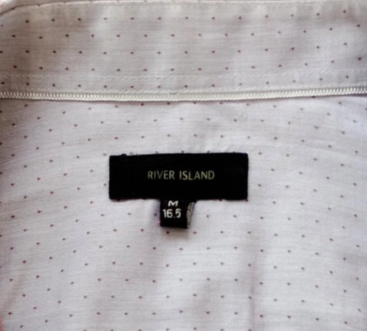 River Island Shirt Beige Long Sleeve 100% Cotton Men's UK Size M Geometric