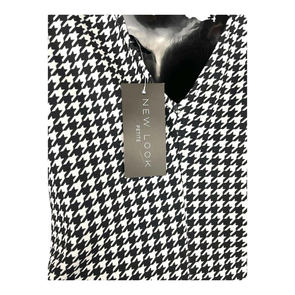 New Look Houndstooth Print Midi Dress Women's UK Size 6 Petite A-Line V-Neck