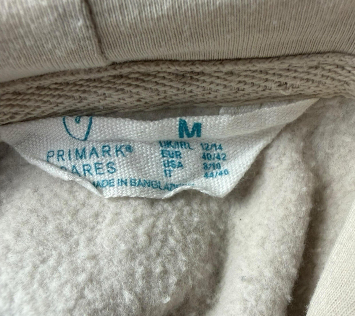 Primark Hoodie Women's UK Size M Fleece Lined Long Sleeve Jersey Beige