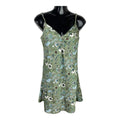 Stradivarius Floral Satin Mini Dress Women's UK Size XS Green Slip Paisley Print