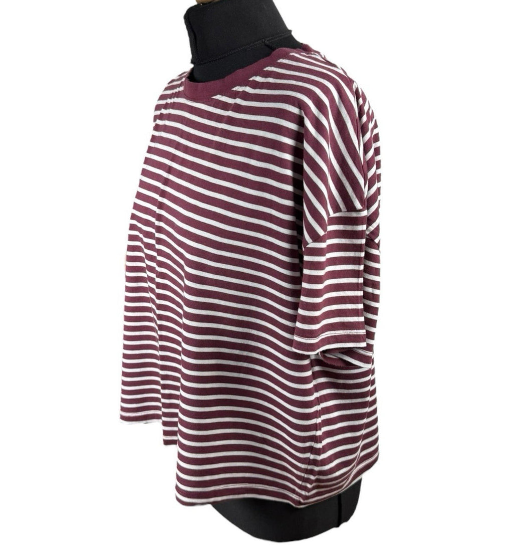 George Cropped T-shirt Striped Women’s UK Size 18 Red & White Crew Neck Summer