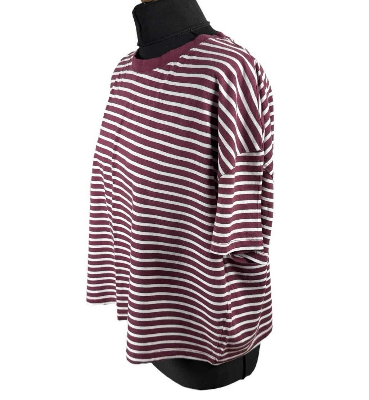 George Cropped T-shirt Striped Women’s UK Size 18 Red & White Crew Neck Summer