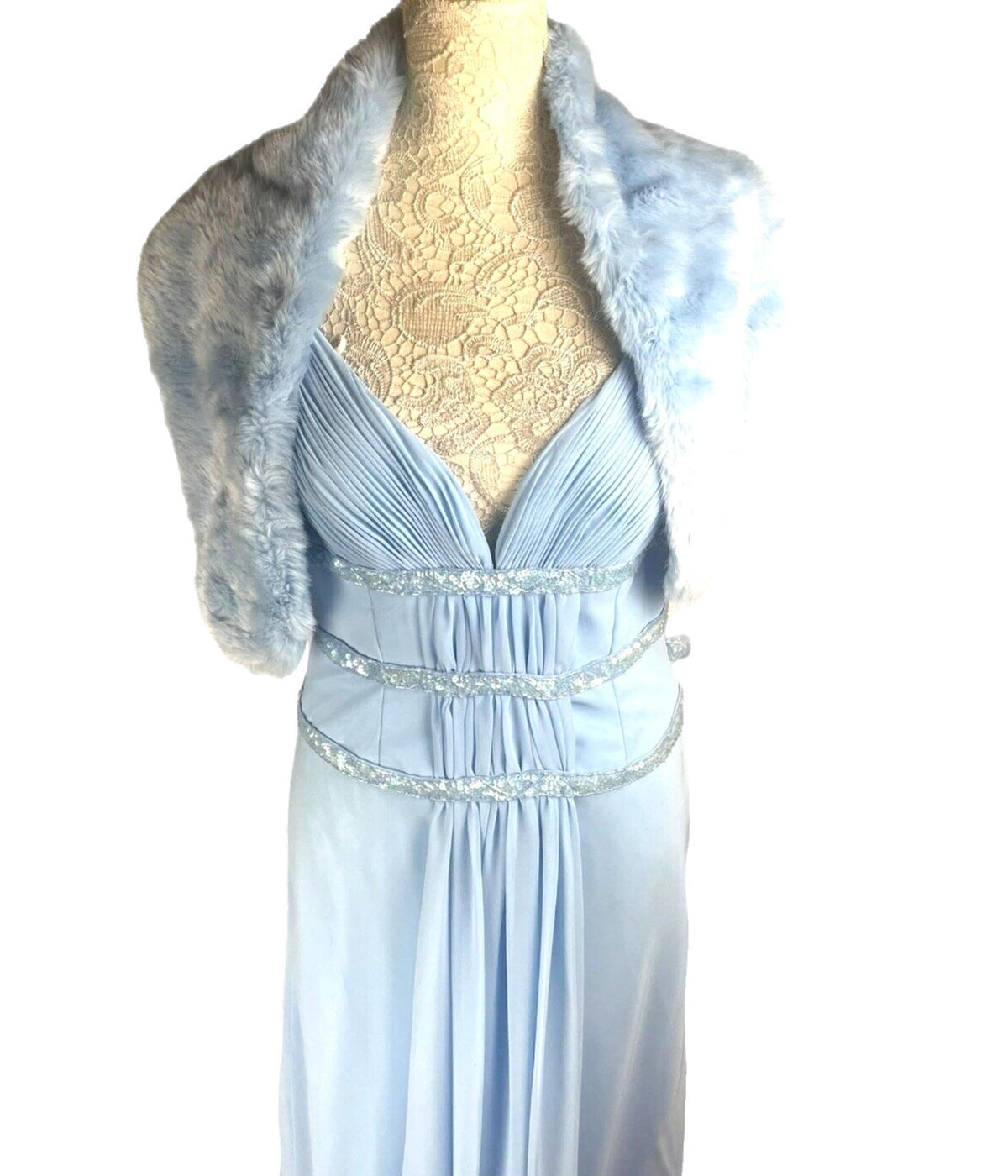 Crystal Breeze Blue Crystal Breeze Prom Dress Women's UK Size 14 Pale Blue Ballgown Embellished