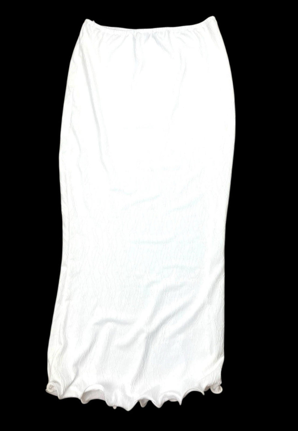 Pretty Little Thing White Midi Skirt High Waist Textured Women's UK Size 16