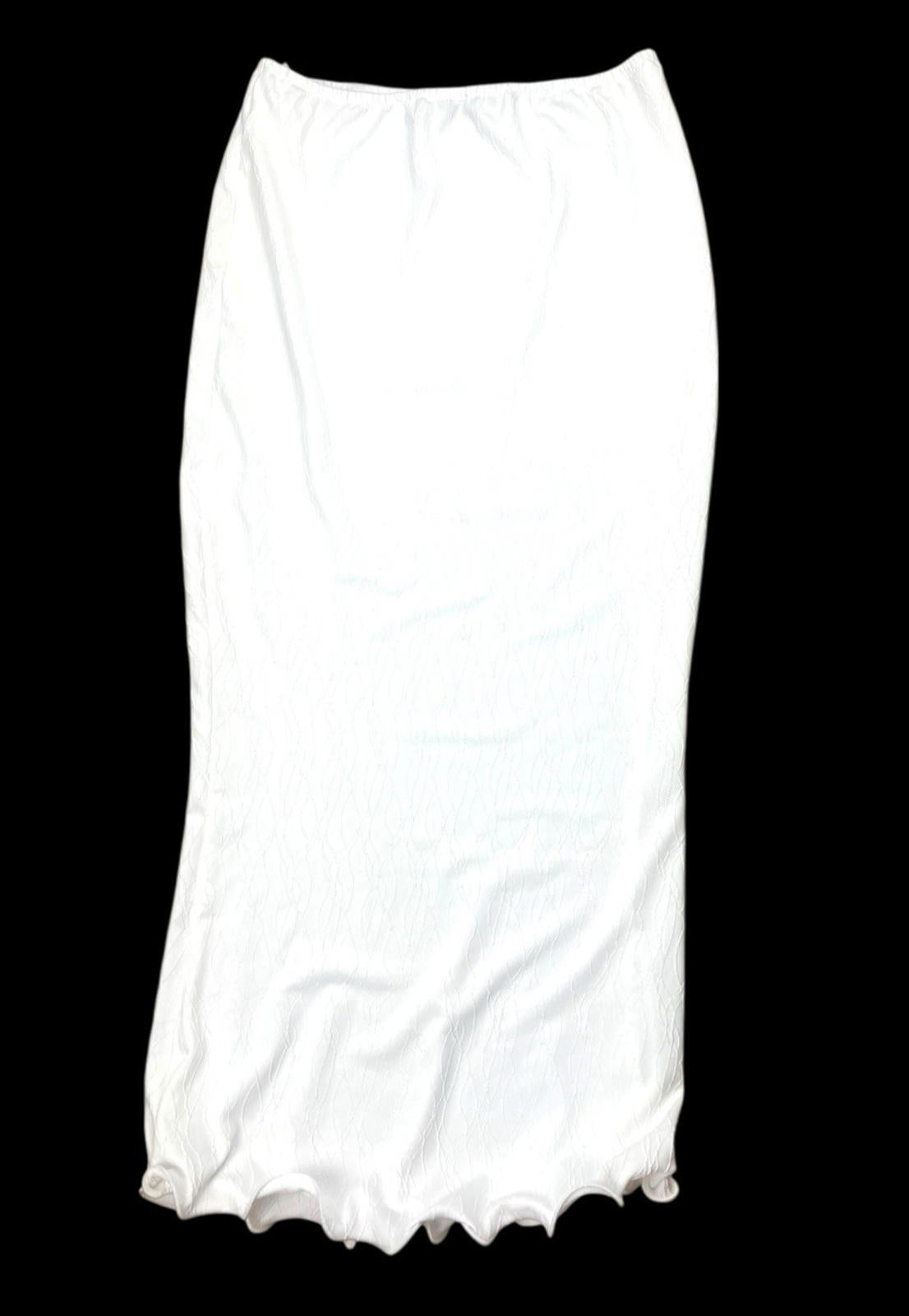 Pretty Little Thing White Midi Skirt High Waist Textured Women's UK Size 16