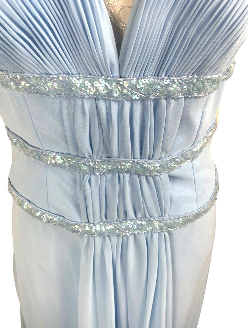 Crystal Breeze Blue Crystal Breeze Prom Dress Women's UK Size 14 Pale Blue Ballgown Embellished