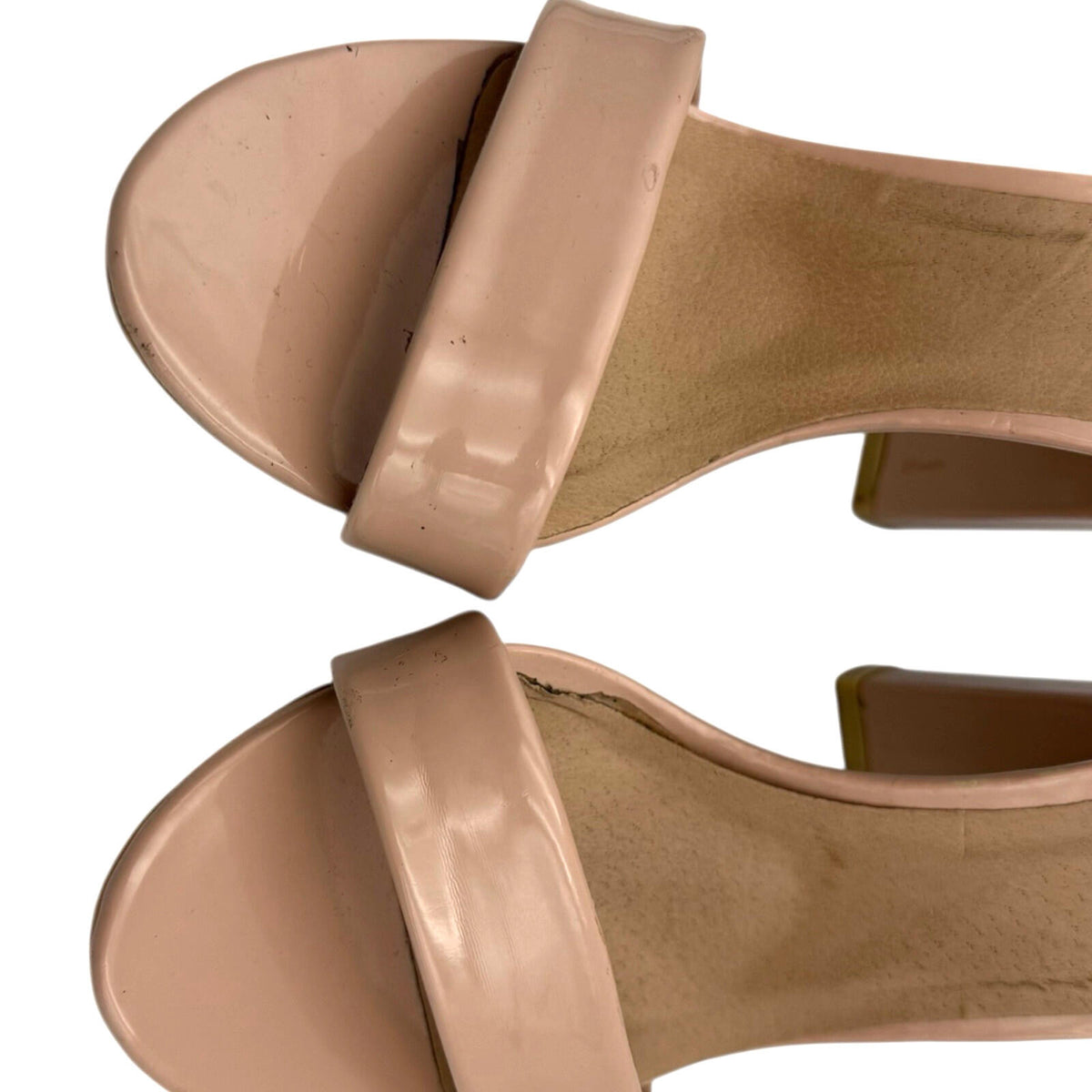 Pretty Little Thing Block Heel Shoes Women's UK Size 4 Open Toe Nude